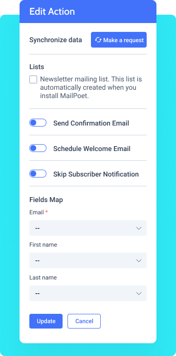 mailpoet form settings 